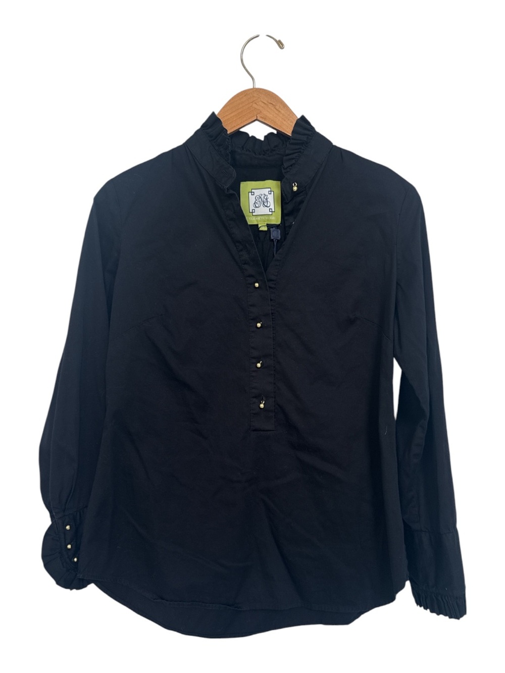 Elizabeth McKay Long-Sleeve Ruffle Blouse with Gold Buttons New without tags